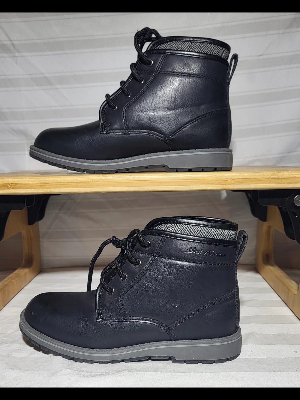 Kids Eddie Bauer Black Dress Boots With Gray Trim